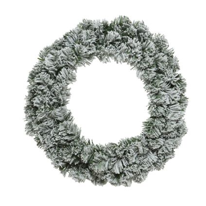 Decoris Kerstkrans - groen - met nepsneeuw - 35 cm
