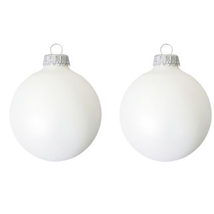 Krebs Kerstballen - 8ST - satijn wit - glas - mat - 7 cm