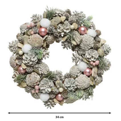 Decoris Kerstkrans - white wash - nepsneeuw en versiering - 34 cm 3