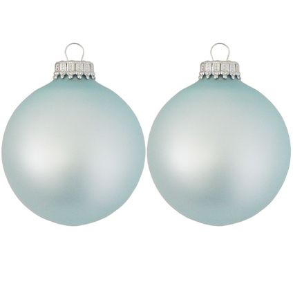 Krebs Kerstballen - 8 stuks - lichtblauw - glas - 7 cm