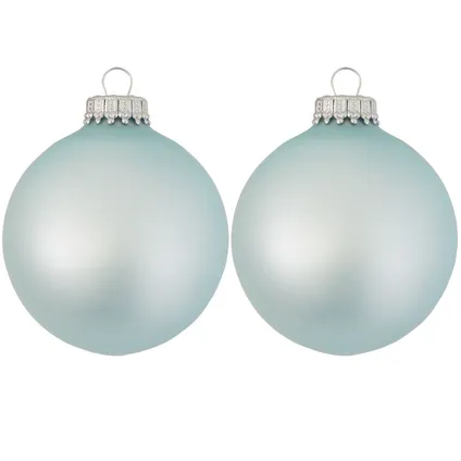 Krebs Kerstballen - 8 stuks - lichtblauw - glas - 7 cm