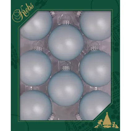 Krebs Kerstballen - 8 stuks - lichtblauw - glas - 7 cm 2