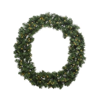 Decoris Kerstkrans - groen - warm witte verlichting - timer - 60 cm