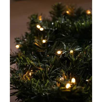 Decoris Kerstkrans - groen - warm witte verlichting - timer - 60 cm 2