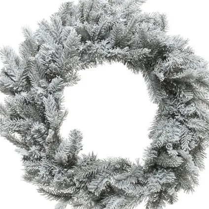 Decoris Kerstkrans - groen - met nepsneeuw - 50 cm 2