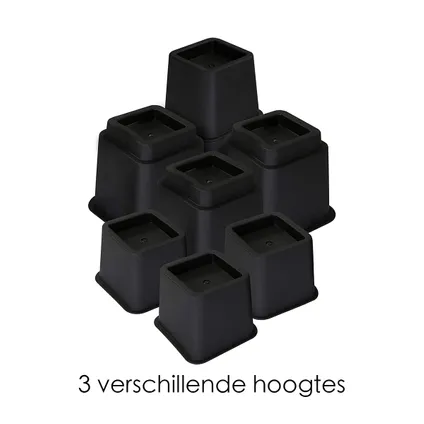 Flokoo - Meubelverhoger Set - Verstelbare Poten - 8 stuks - Zwart 4