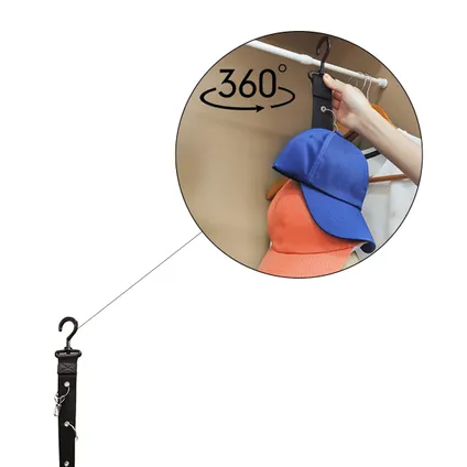 Cap Rack - Jeemsie - Noir - 2 pièces - Rotatif à 360 degrés - Organisateur de casquettes 3