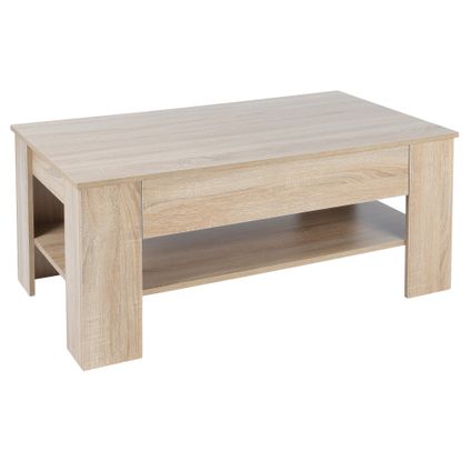 Table basse de salon ML-Design chêne sonoma 1 tiroir et 1 grande étagère 110 x 65 x 48 cm