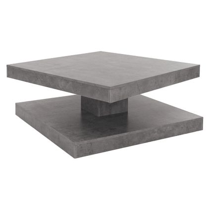 ML-Design Kvadratisk salongbord 360° dreibar grå betongplate 78 x 78 x 36 cm