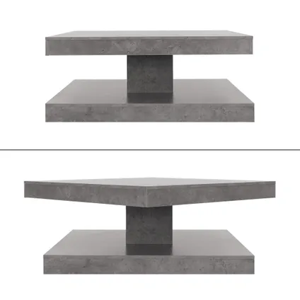 ML-Design Kvadratisk salongbord 360° dreibar grå betongplate 78 x 78 x 36 cm 3