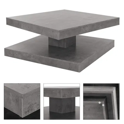 ML-Design Kvadratisk salongbord 360° dreibar grå betongplate 78 x 78 x 36 cm 4