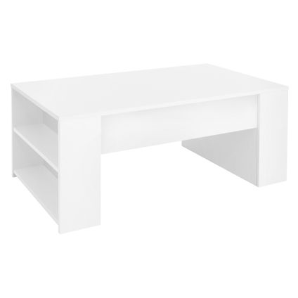 Table basse ML-Design blanc salon table d'appoint en MDF avec 2 étagères moderne élégant