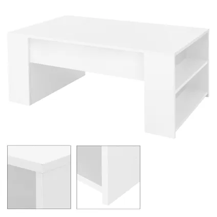 Table basse ML-Design blanc salon table d'appoint en MDF avec 2 étagères moderne élégant 5
