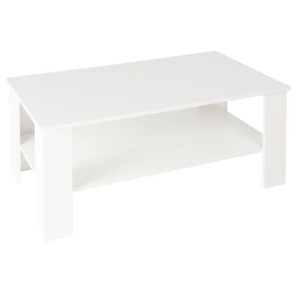 Table basse de salon ML-Design blanc table d'appoint console avec étagère 100 x 57 x 43 cm
