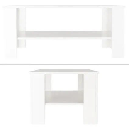 Table basse de salon ML-Design blanc table d'appoint console avec étagère 100 x 57 x 43 cm 3