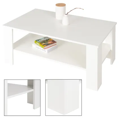 Table basse de salon ML-Design blanc table d'appoint console avec étagère 100 x 57 x 43 cm 5