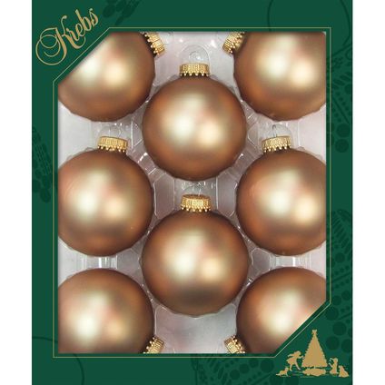 Krebs Kerstballen - 8 stuks - bruin - 7 cm