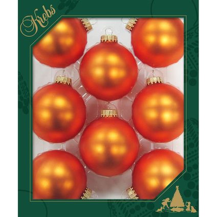 Krebs Kerstballen - 8ST - velvet oranje - 7 cm - glas