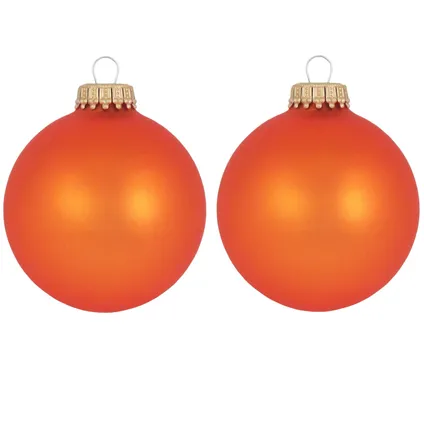 Krebs Kerstballen - 8ST - velvet oranje - 7 cm - glas 2