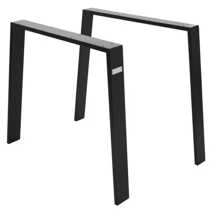 Jeu ML-Design 2x Pieds de Table Loft 90x72 cm, Noir, Profil 8x2 cm, Acier Inoxydable