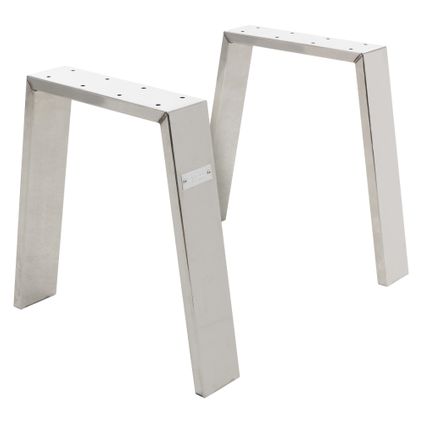 Jeu ML-Design 2x Pieds de Table Loft 44x42 cm, Argent, Profil 8x2 cm, Acier Inoxydable