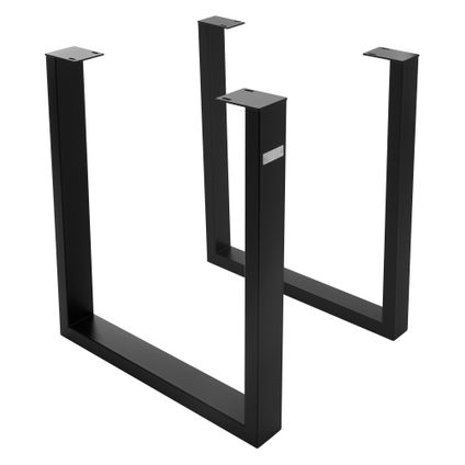 Jeu ML-Design 2x Pieds de Table en Forme de U 70x74 cm, Noir, Profil 8x4 cm, Métal