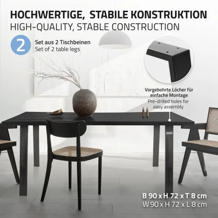 Jeu ML-Design 2x Pieds de Table Loft 90x72 cm, Profil 8x2 cm, Acier Inoxydable 3