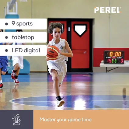 Perel Tableau de scores numérique Perel, multisports, avec minuterie sportive multifonctionnelle,, Noir 2