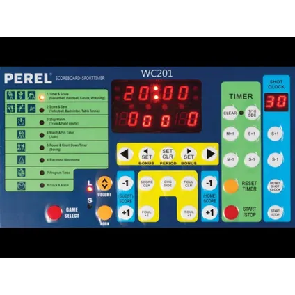 Perel Tableau de scores numérique Perel, multisports, avec minuterie sportive multifonctionnelle,, Noir 10