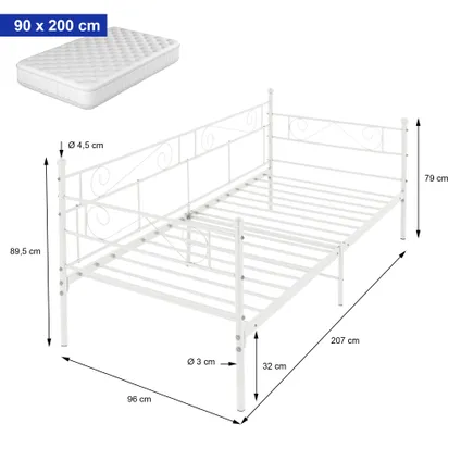 ML-Design dagbed 90x200 cm metalen bed op stalen frame met hoofdbord en voeteneind 7