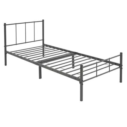 Cadre de lit en métal avec tête de lit base de lit simple anthracite 90x200 cm