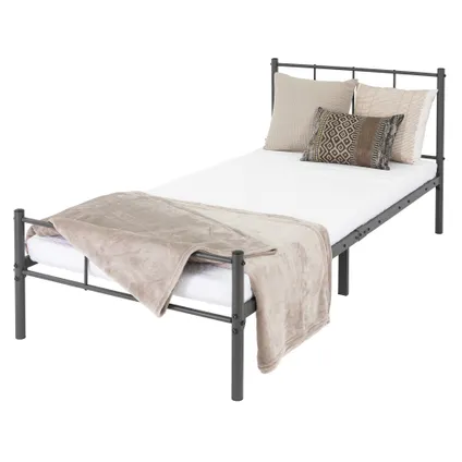 Cadre de lit en métal avec tête de lit base de lit simple anthracite 90x200 cm 7