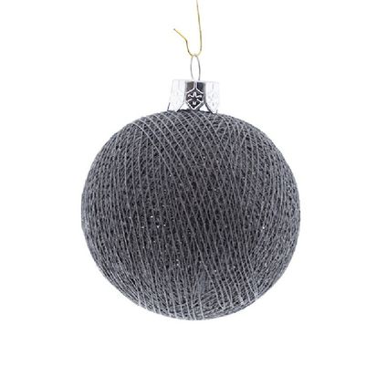 Kerstbal - grijs - cotton balls - 6,5 cm