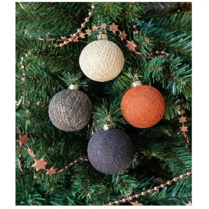 Kerstbal - grijs - cotton balls - 6,5 cm 2