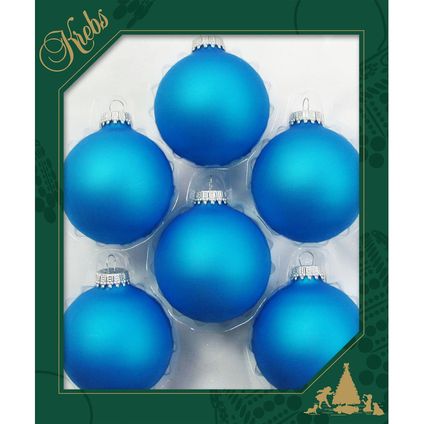 Krebs kerstballen - 6x st - blauw - 7 cm - glas - intens blauw