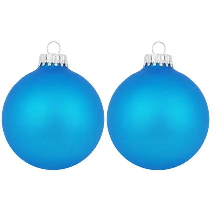 Krebs kerstballen - 6x st - blauw - 7 cm - glas - intens blauw 2