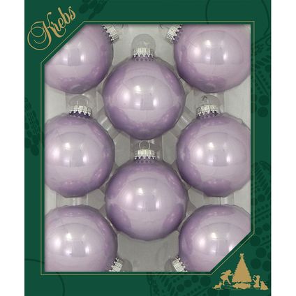 Krebs Kerstballen - 8 stuks - lichtpaars - glas - 7 cm