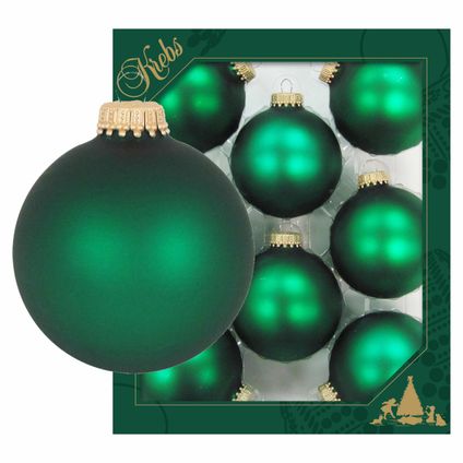 Krebs Kerstballen - 8 stuks - mat groen - glas - 7 cm