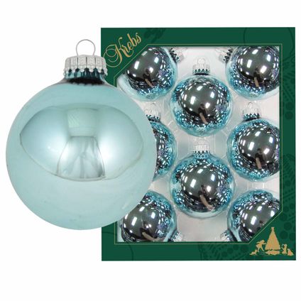 Krebs Kerstballen - 8 stuks - mintkleur - glas - 7 cm