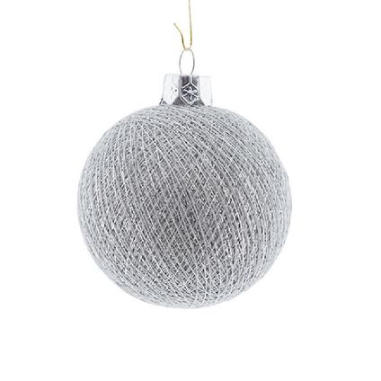 Kerstbal - zilverkleurig - cotton balls - 6,5 cm