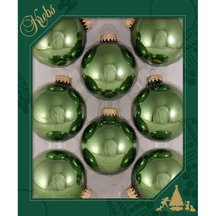 Krebs Kerstballen - 8 stuks - mosgroen - glas - 7 cm 2