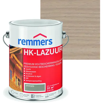 Remmers HK lazuur 3 in 1 houtbescherming Zilvergrijs 0,75 liter