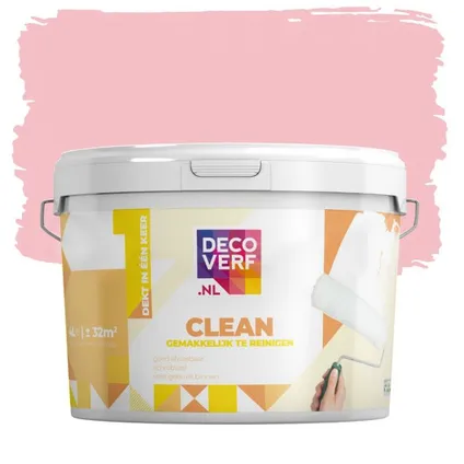 Decoverf clean muurverf marshmallow roze, 4L