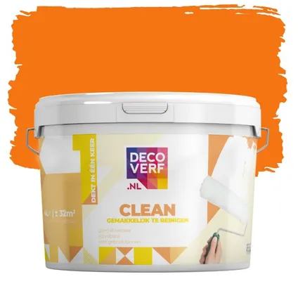 Decoverf clean muurverf warm oranje, 4L