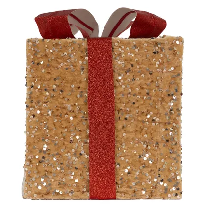 Set 3 boîtes cadeaux de Noël avec LED décoration illuminée marron/rouge minuteur 3