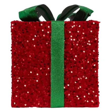 Set 3 boîtes cadeaux de Noël avec LED décoration illuminée vert/rouge minuteur 3