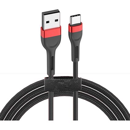 Nylon USB-C naar USB A kabel - 0,25m - USBC1-0,25 - Rood