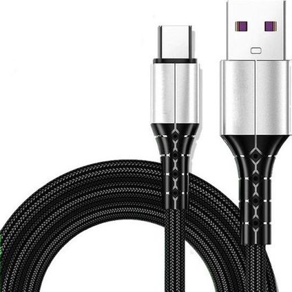 Nylon USB-C naar USB A kabel - 1m - USBC3 - Zwart