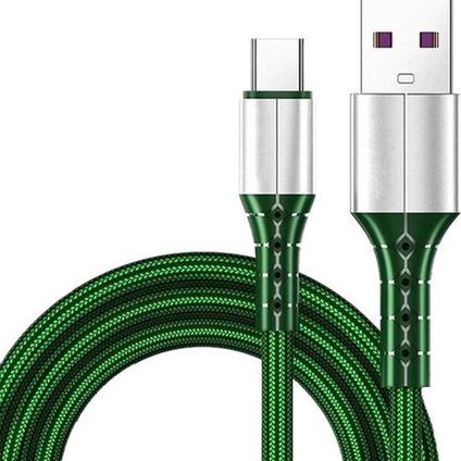 Nylon USB-C naar USB A kabel - 1m - USBC3 - Groen
