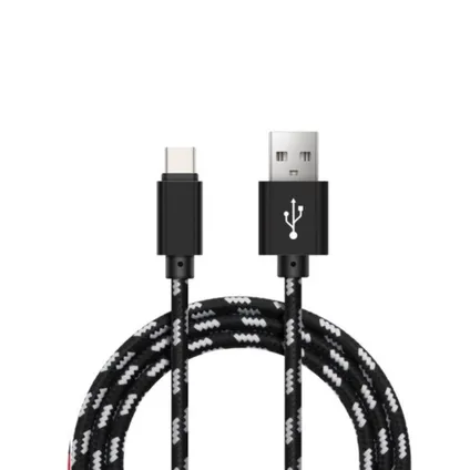 Nylon USB-C naar USB A kabel - 0,25m - USBC2 - Zwart 2